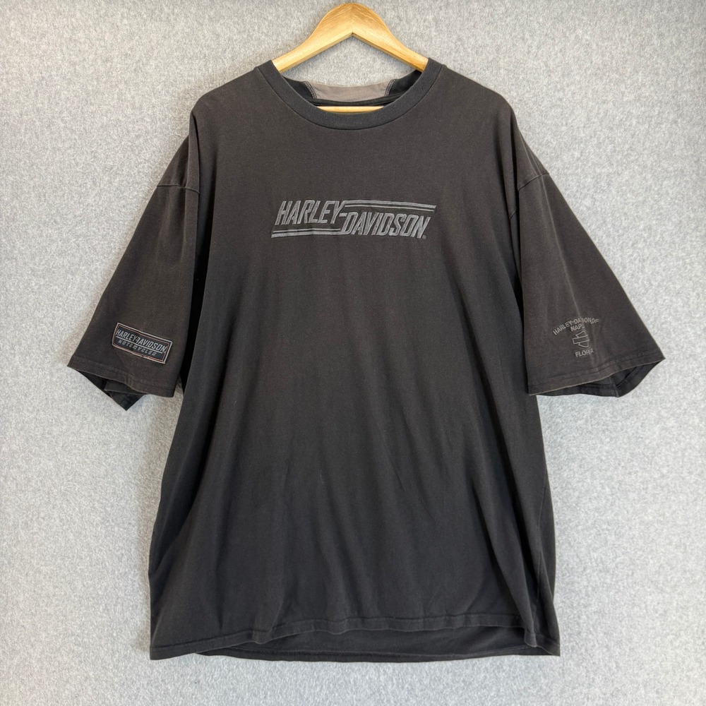 Harley Davidson Motorcycles Naples Florida Gray Shortsleeve Retro Tee TShirt 2XL